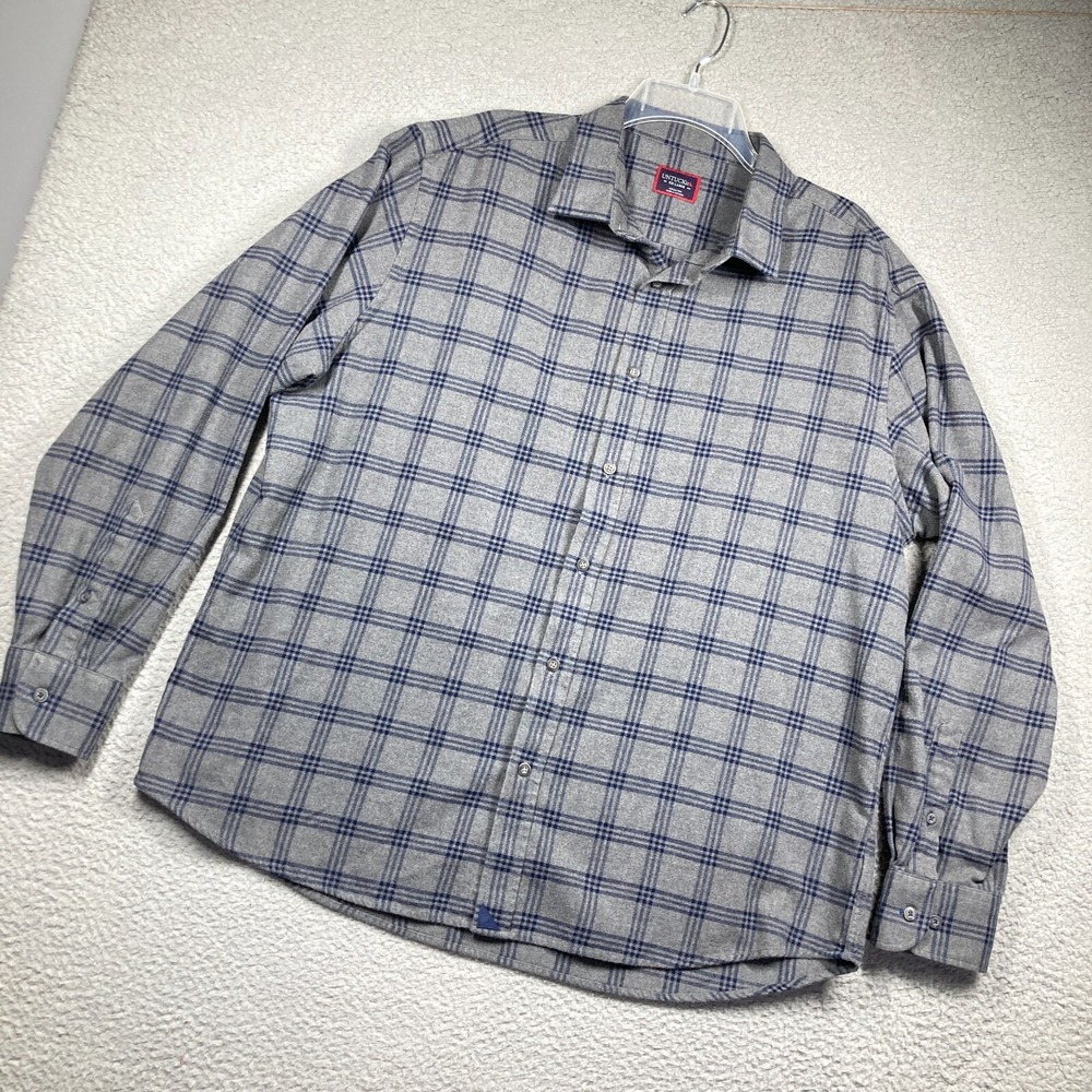 UNTUCKit Lucca Shirt Mens 2XL Gray Plaid Flannel Long Sleeve‎ Button Up Comfort